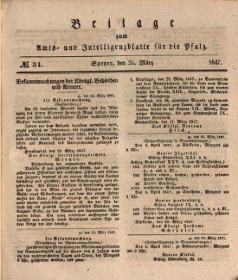 Königlich bayerisches Amts- und Intelligenzblatt für die Pfalz Freitag 26. März 1847