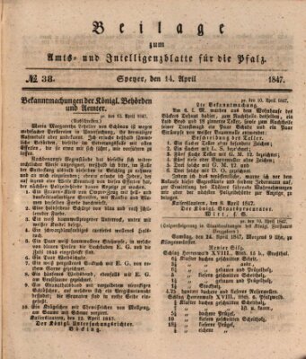 Königlich bayerisches Amts- und Intelligenzblatt für die Pfalz Mittwoch 14. April 1847