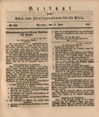 Königlich bayerisches Amts- und Intelligenzblatt für die Pfalz Montag 21. Juni 1847