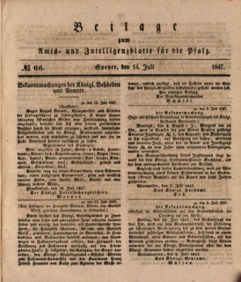 Königlich bayerisches Amts- und Intelligenzblatt für die Pfalz Mittwoch 14. Juli 1847