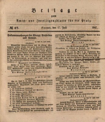 Königlich bayerisches Amts- und Intelligenzblatt für die Pfalz Samstag 17. Juli 1847