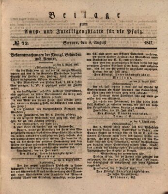 Königlich bayerisches Amts- und Intelligenzblatt für die Pfalz Montag 9. August 1847