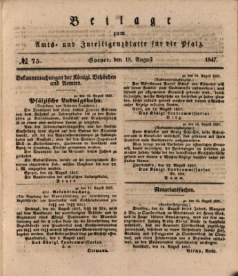 Königlich bayerisches Amts- und Intelligenzblatt für die Pfalz Mittwoch 18. August 1847