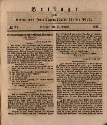 Königlich bayerisches Amts- und Intelligenzblatt für die Pfalz Montag 23. August 1847