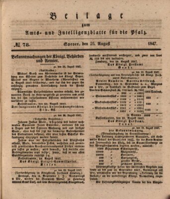 Königlich bayerisches Amts- und Intelligenzblatt für die Pfalz Mittwoch 25. August 1847