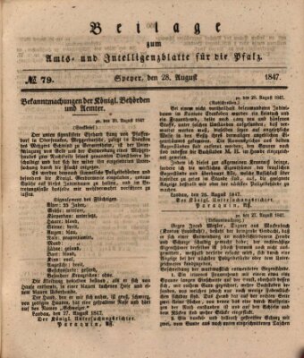 Königlich bayerisches Amts- und Intelligenzblatt für die Pfalz Samstag 28. August 1847