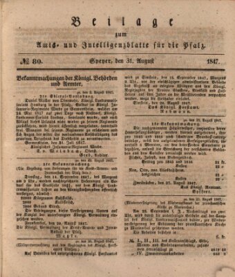 Königlich bayerisches Amts- und Intelligenzblatt für die Pfalz Dienstag 31. August 1847