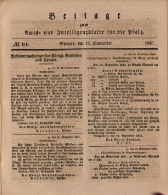 Königlich bayerisches Amts- und Intelligenzblatt für die Pfalz Mittwoch 15. September 1847