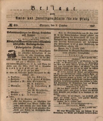 Königlich bayerisches Amts- und Intelligenzblatt für die Pfalz Samstag 9. Oktober 1847