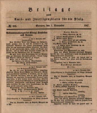 Königlich bayerisches Amts- und Intelligenzblatt für die Pfalz Dienstag 9. November 1847