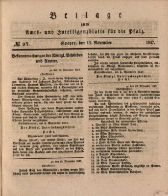 Königlich bayerisches Amts- und Intelligenzblatt für die Pfalz Samstag 13. November 1847