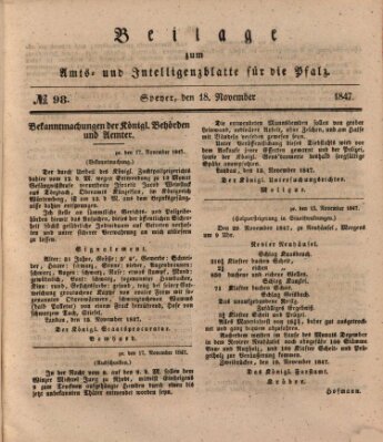 Königlich bayerisches Amts- und Intelligenzblatt für die Pfalz Donnerstag 18. November 1847