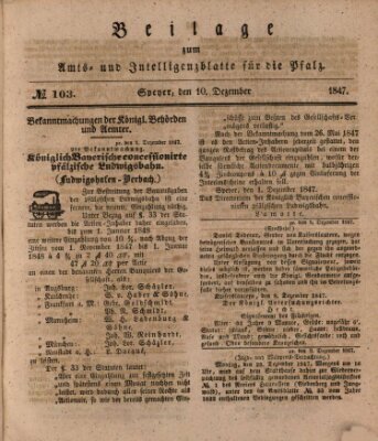 Königlich bayerisches Amts- und Intelligenzblatt für die Pfalz Freitag 10. Dezember 1847