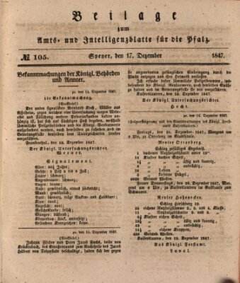 Königlich bayerisches Amts- und Intelligenzblatt für die Pfalz Freitag 17. Dezember 1847