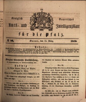 Königlich bayerisches Amts- und Intelligenzblatt für die Pfalz Freitag 10. März 1848