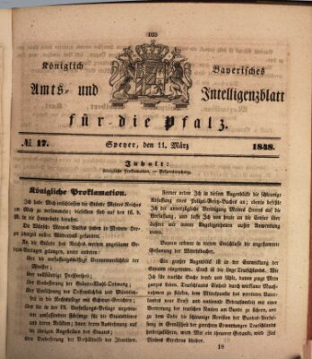 Königlich bayerisches Amts- und Intelligenzblatt für die Pfalz Samstag 11. März 1848