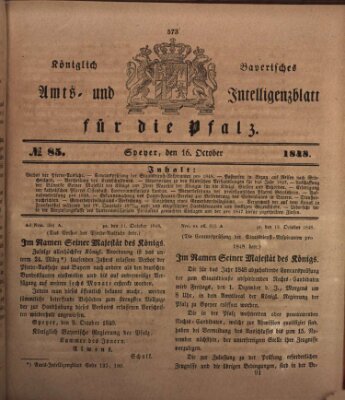 Königlich bayerisches Amts- und Intelligenzblatt für die Pfalz Montag 16. Oktober 1848