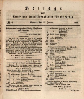 Königlich bayerisches Amts- und Intelligenzblatt für die Pfalz Samstag 15. Januar 1848