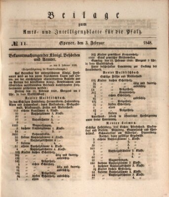 Königlich bayerisches Amts- und Intelligenzblatt für die Pfalz Donnerstag 3. Februar 1848