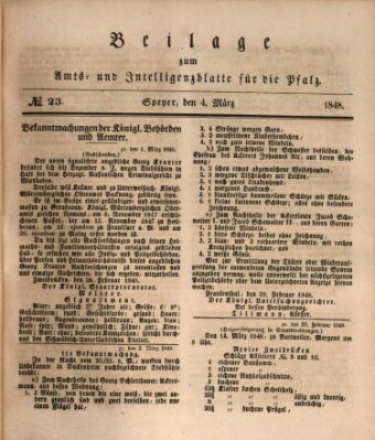 Königlich bayerisches Amts- und Intelligenzblatt für die Pfalz Samstag 4. März 1848