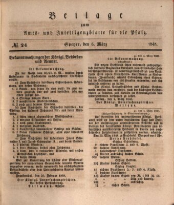 Königlich bayerisches Amts- und Intelligenzblatt für die Pfalz Montag 6. März 1848