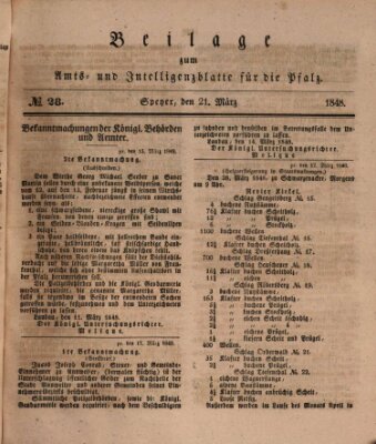 Königlich bayerisches Amts- und Intelligenzblatt für die Pfalz Dienstag 21. März 1848