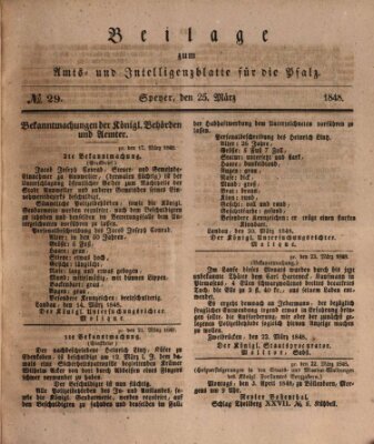 Königlich bayerisches Amts- und Intelligenzblatt für die Pfalz Samstag 25. März 1848