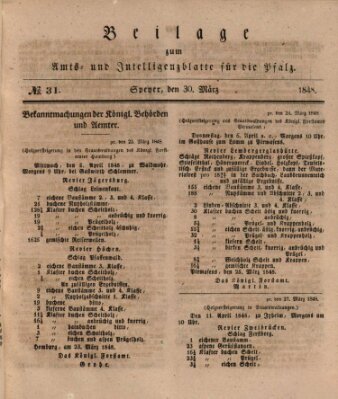 Königlich bayerisches Amts- und Intelligenzblatt für die Pfalz Donnerstag 30. März 1848