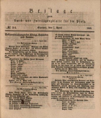 Königlich bayerisches Amts- und Intelligenzblatt für die Pfalz Freitag 7. April 1848