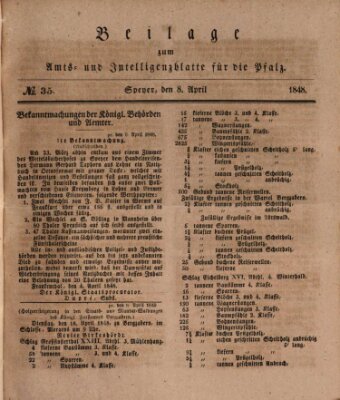 Königlich bayerisches Amts- und Intelligenzblatt für die Pfalz Samstag 8. April 1848