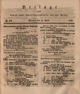 Königlich bayerisches Amts- und Intelligenzblatt für die Pfalz Donnerstag 20. April 1848