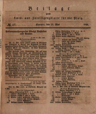 Königlich bayerisches Amts- und Intelligenzblatt für die Pfalz Montag 22. Mai 1848