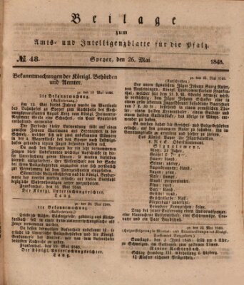 Königlich bayerisches Amts- und Intelligenzblatt für die Pfalz Freitag 26. Mai 1848