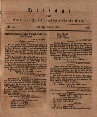 Königlich bayerisches Amts- und Intelligenzblatt für die Pfalz Freitag 2. Juni 1848