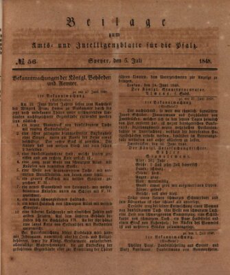 Königlich bayerisches Amts- und Intelligenzblatt für die Pfalz Mittwoch 5. Juli 1848