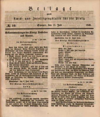 Königlich bayerisches Amts- und Intelligenzblatt für die Pfalz Dienstag 18. Juli 1848