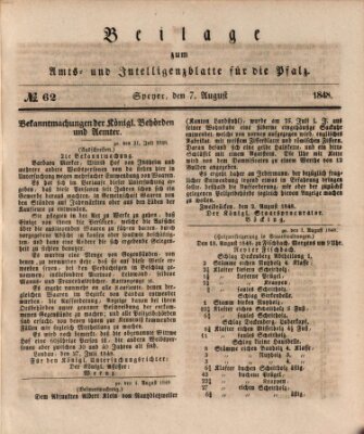 Königlich bayerisches Amts- und Intelligenzblatt für die Pfalz Montag 7. August 1848