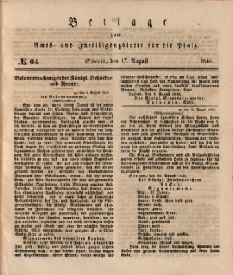 Königlich bayerisches Amts- und Intelligenzblatt für die Pfalz Donnerstag 17. August 1848