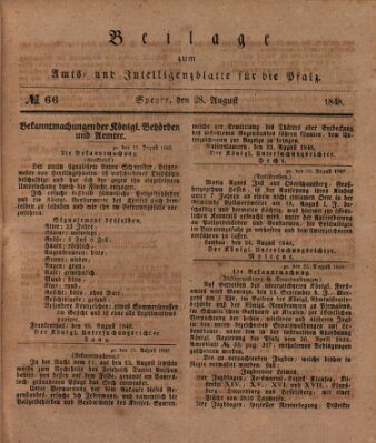 Königlich bayerisches Amts- und Intelligenzblatt für die Pfalz Montag 28. August 1848