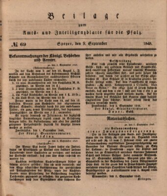 Königlich bayerisches Amts- und Intelligenzblatt für die Pfalz Samstag 9. September 1848