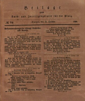 Königlich bayerisches Amts- und Intelligenzblatt für die Pfalz Donnerstag 26. Oktober 1848