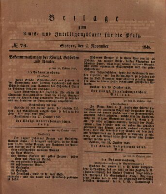 Königlich bayerisches Amts- und Intelligenzblatt für die Pfalz Donnerstag 2. November 1848