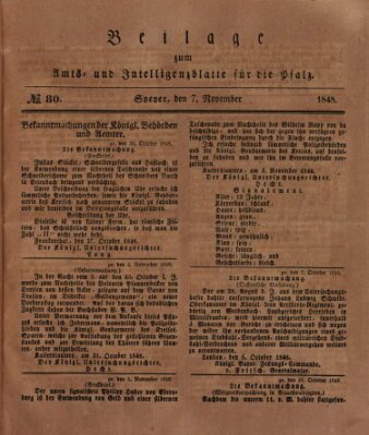 Königlich bayerisches Amts- und Intelligenzblatt für die Pfalz Dienstag 7. November 1848