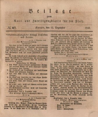 Königlich bayerisches Amts- und Intelligenzblatt für die Pfalz Mittwoch 13. Dezember 1848