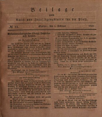 Königlich bayerisches Amts- und Intelligenzblatt für die Pfalz Dienstag 6. Februar 1849