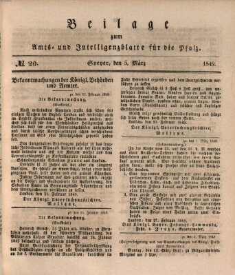 Königlich bayerisches Amts- und Intelligenzblatt für die Pfalz Montag 5. März 1849