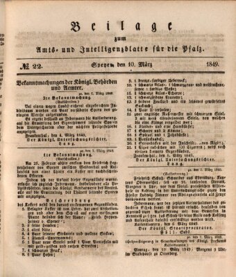 Königlich bayerisches Amts- und Intelligenzblatt für die Pfalz Samstag 10. März 1849