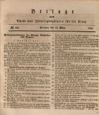 Königlich bayerisches Amts- und Intelligenzblatt für die Pfalz Dienstag 13. März 1849