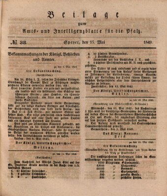 Königlich bayerisches Amts- und Intelligenzblatt für die Pfalz Dienstag 15. Mai 1849