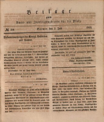 Königlich bayerisches Amts- und Intelligenzblatt für die Pfalz Dienstag 3. Juli 1849